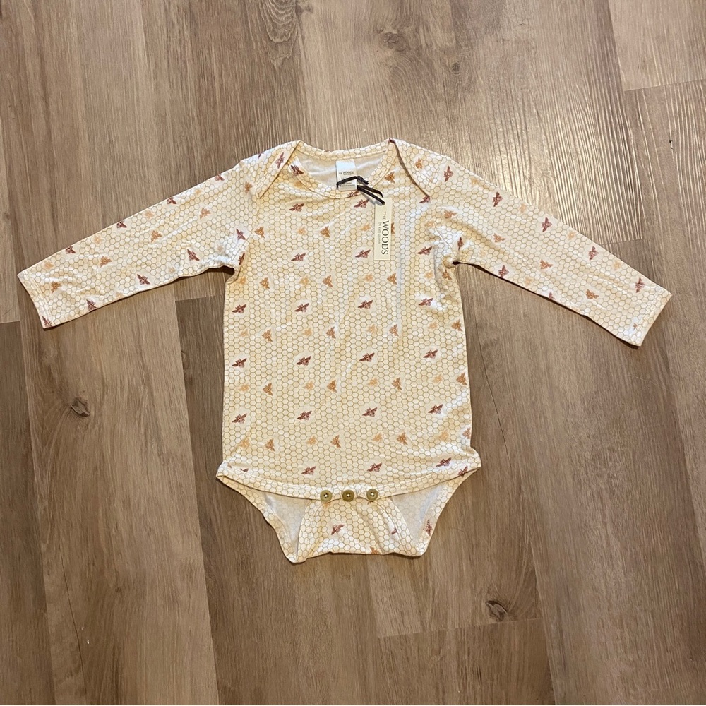 NWT Kate Quinn The Woods Honeycomb Beechwood Modal Long Sleeve Onesie 18-24 mo